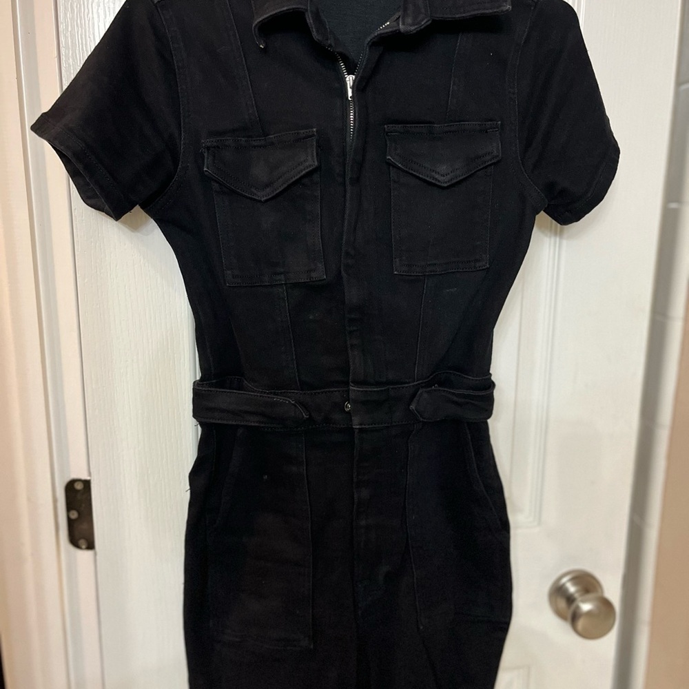 Black Jean Short Sleeve Jumpsuit Good American